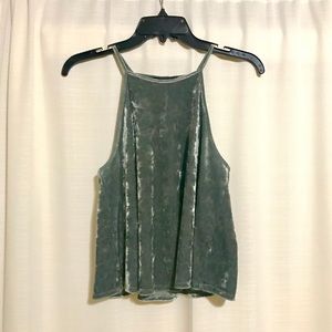 Forever 21 Velvet Halter Top (Light Green)
